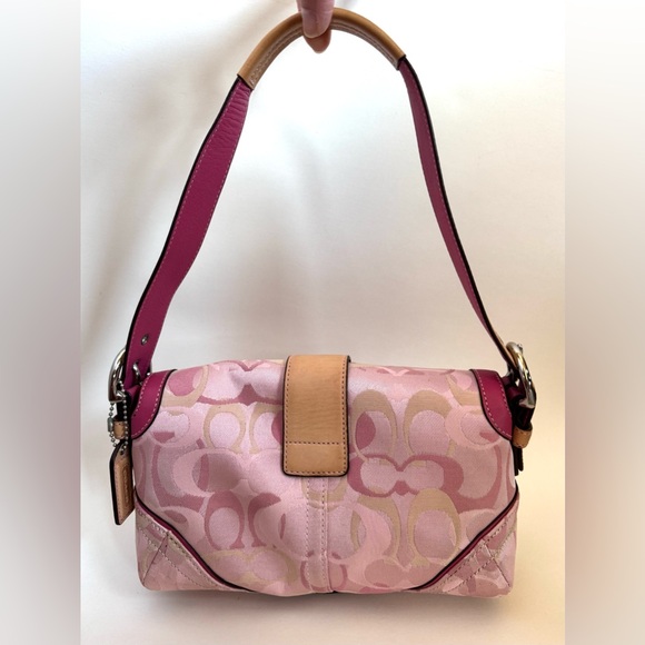 Vintage Y2K Coach Pink SoHo Canvas Buckle Flap Shoulder Purse Bag - Picture 2 of 16